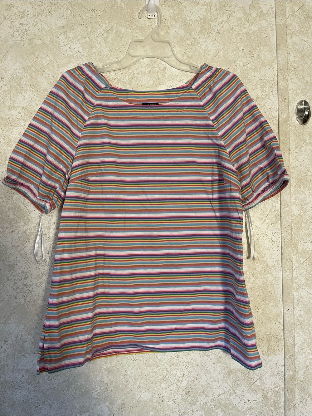 Talbots Striped Multi Color Short Sleeve Cotton Tee